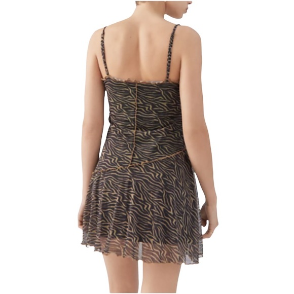 NWT Urban Outfitters Moxie Mesh Mini Slip Dress Tiger Print Size M - Picture 3 of 3